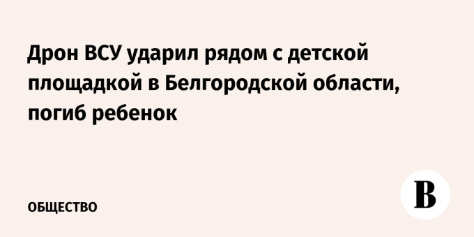 Дрон ВСУ ударил рядом с детской площадкой в Белгородской области, погиб ребенок